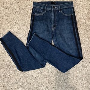 MOTHER jeans with double black stripe down side leg